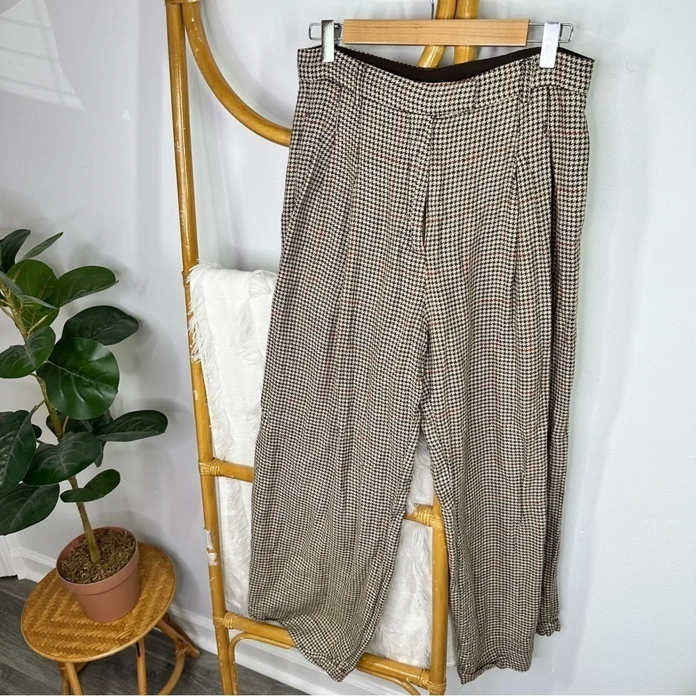 Free People Brown Houndstooth Dress Pants sz 4